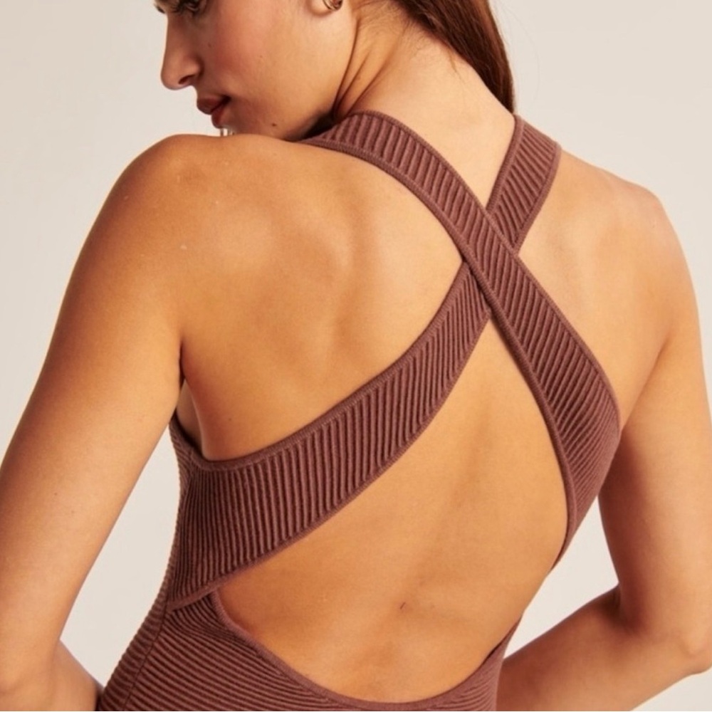 Abercrombie & Fitch Ribbed Mini Dress - Brown - Picture 2 of 6